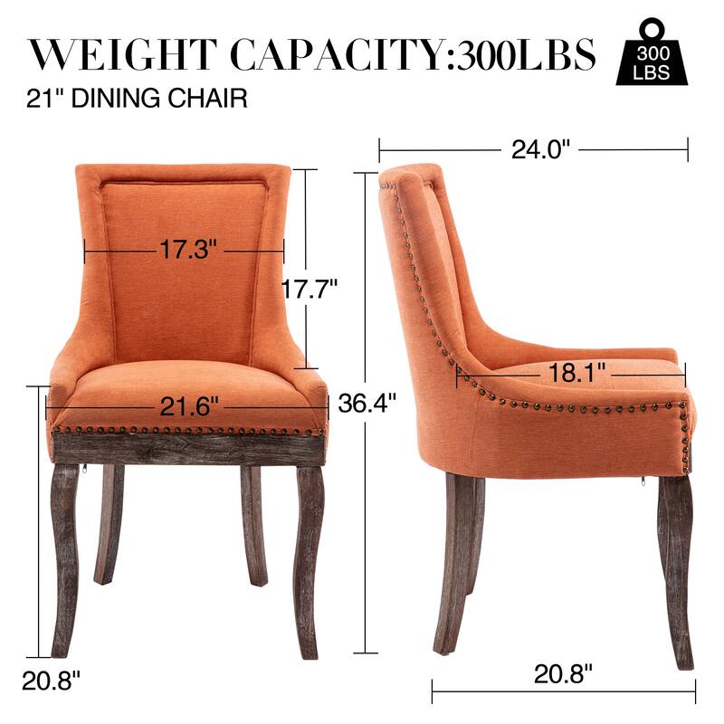 Traditional Tufted Ultra Upholstered Wingback Dining Chair Set of 4