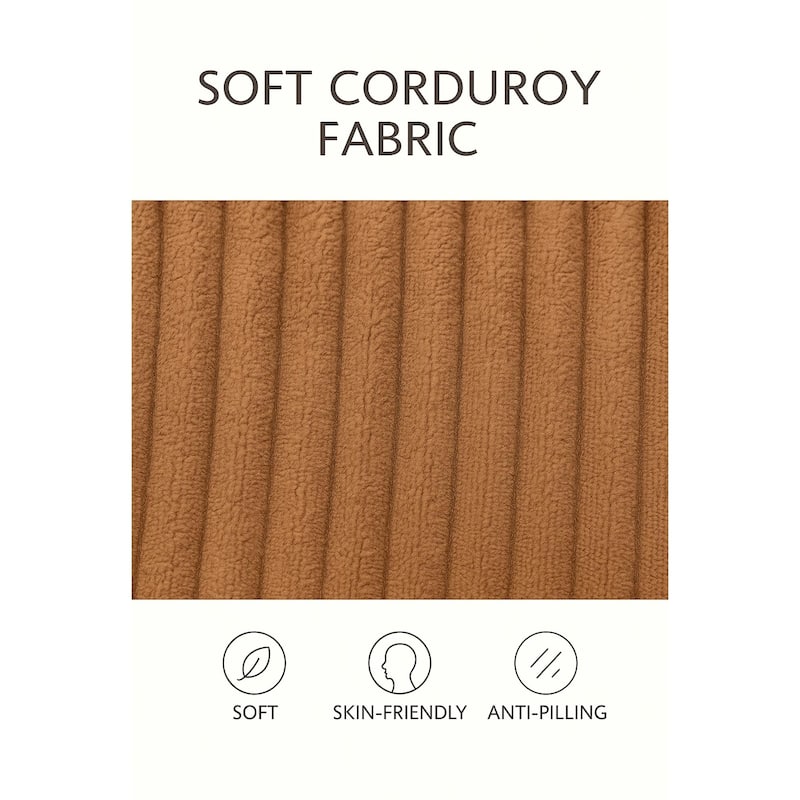 Modular Sectional Sofa with Pillows, Corduroy Upholstered 3-Seater Sofa, All-Compressed Foam Sofa for Living Room, Apartment