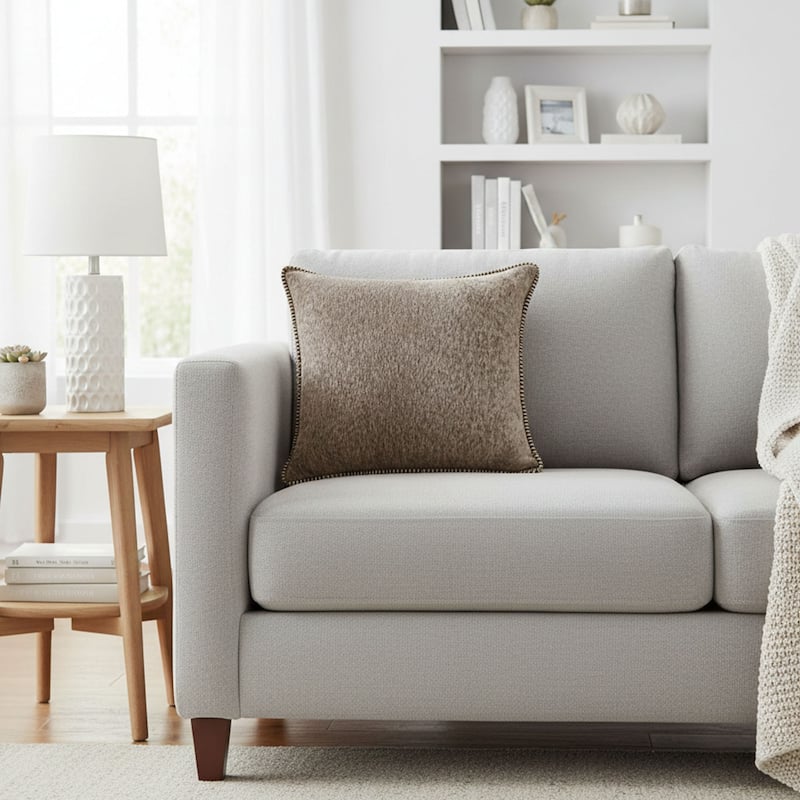 Textured Throw Pillow with Stitched Contrast Edge Set of 2