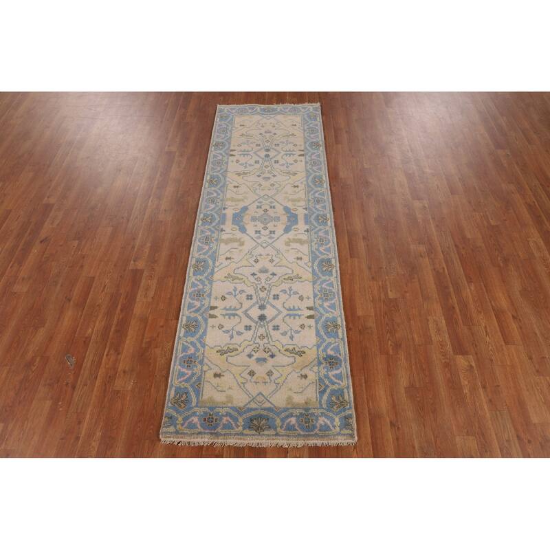 Oushak Oriental Runner Rug Hand-Knotted Wool Carpet - 2'7"x 7'10"