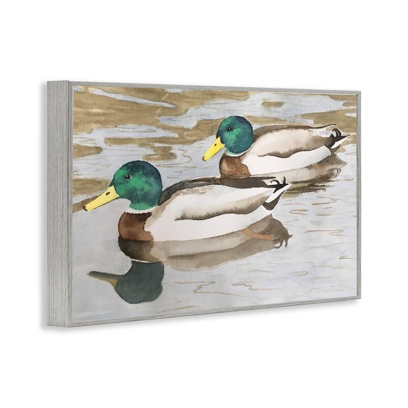 Stupell Mallard Ducks Pair Framed Giclee Art Design By Stephanie Fielden