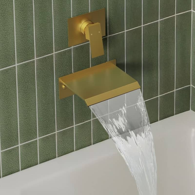 Single Handle Stainless Steel Wall Mount Waterfall Bathtub Faucet