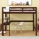 preview thumbnail 2 of 5, Espresso Twin Size Wood Loft Bed with Desk & Safety Guardrails
