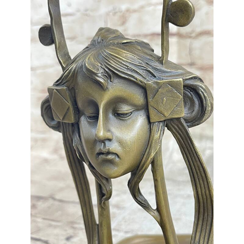 Art Nouveau Candy Soap Dish Bronze Figural Face Sculpture Figurine