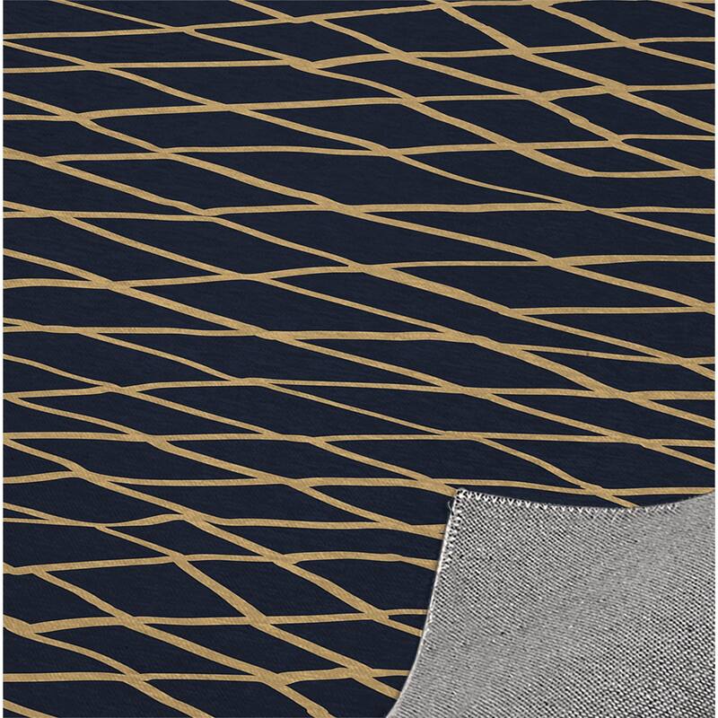 CHAIN LINK NAVY and GOLD Kitchen Mat by Kavka Designs Bed Bath
