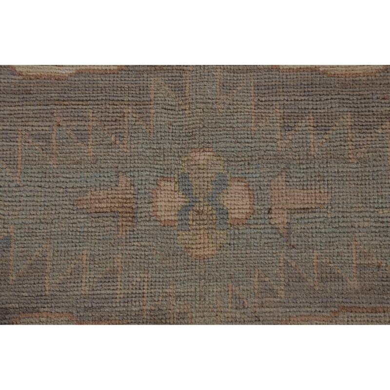 Hand Knotted Oriental 100% Wool Carpet Transitional All-Over Greys & Charcoal Oushak Area Rug - 12' 0'' X 9' 1''
