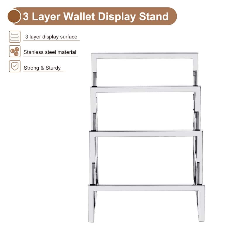 Clutch Purse Display Stand 3 Layer Wallet Rack Metal Clutch Riser 2Pcs