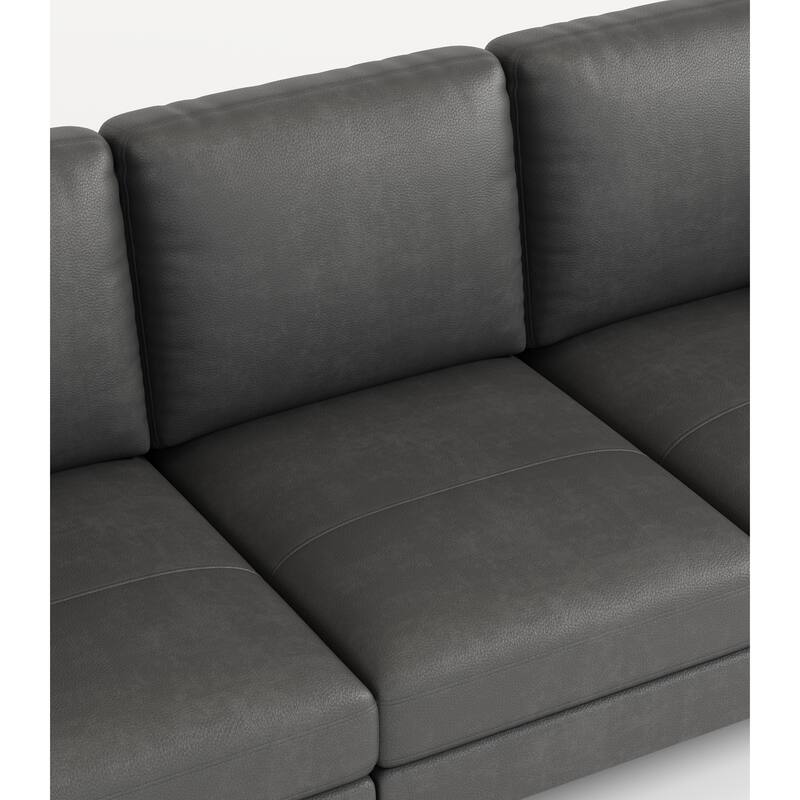 Top-Grain Leather Match Sofa, 77" Comfy Couch with USB Charger, Metal Legs, Ideal for Living Room & Office