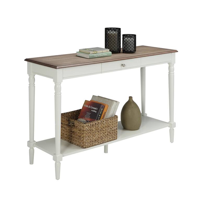 Convenience Concepts French Country 1 Drawer Console Table with Shelf - Driftwood/White