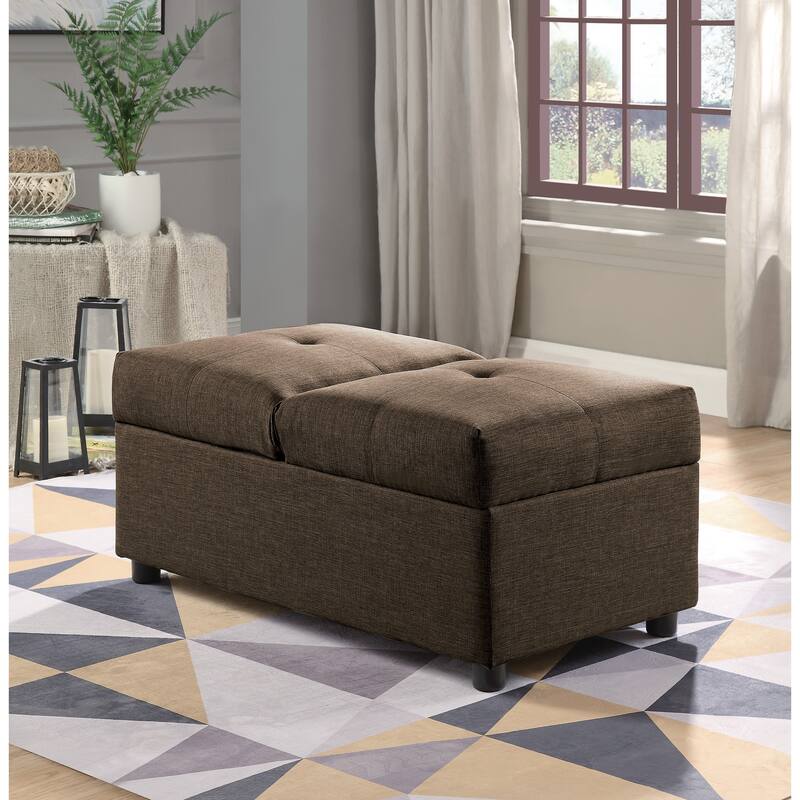 Stylish 1pc Storage Ottoman Convertible Chair Foam Cushioned Fabric Upholstered Solid Wood Plywood Frame Living Room Furniture