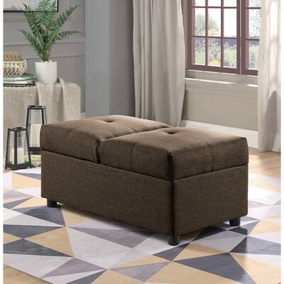 Stylish Wood Frame Storage Ottoman Convertible Living Room Chair