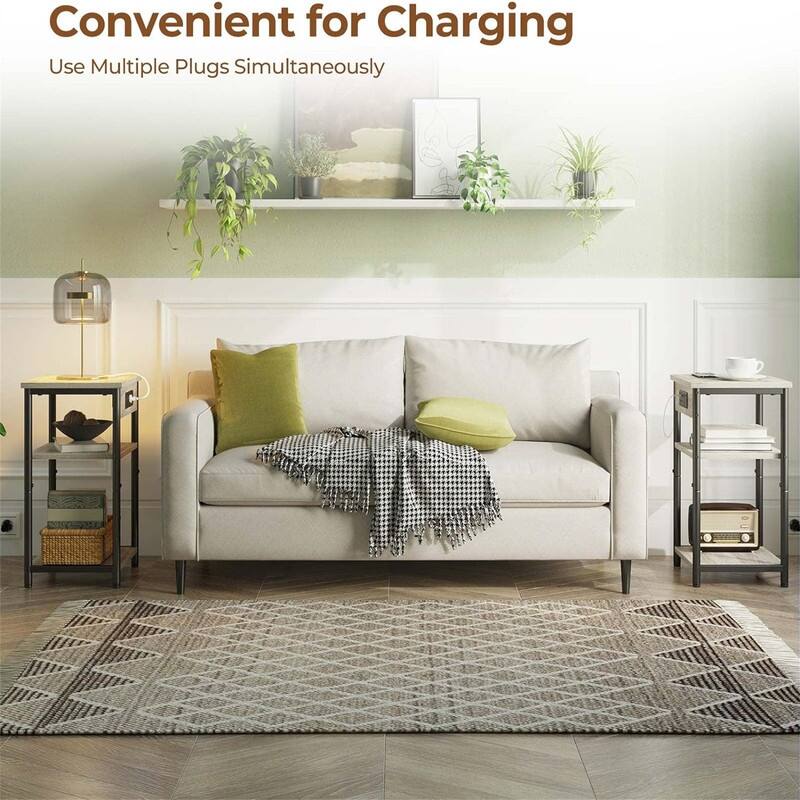 End Table with Charging Station - 11.8"D x 13.4"W x 22.8"H