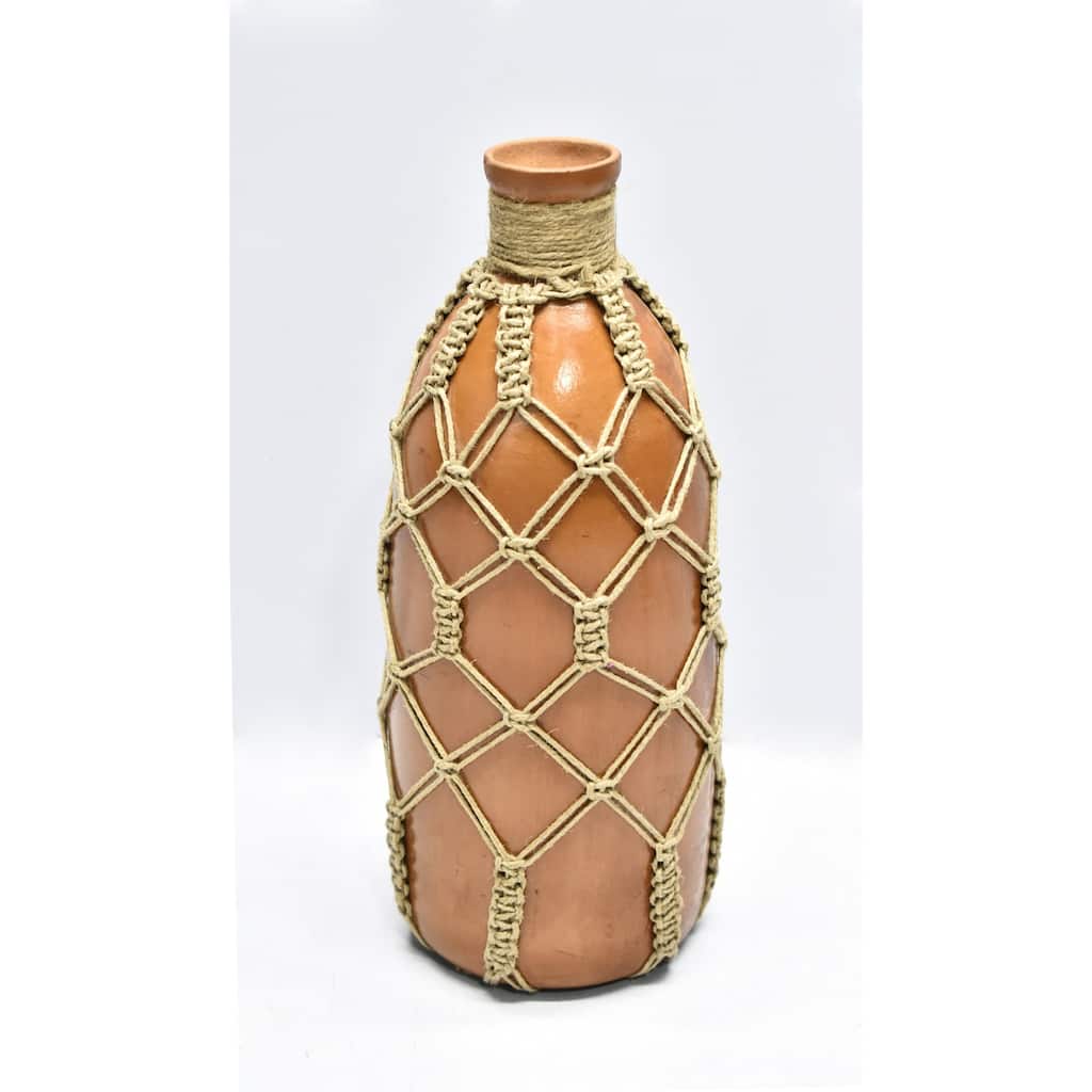 Large Mud Bottle Vase - 13" - Camel Brown