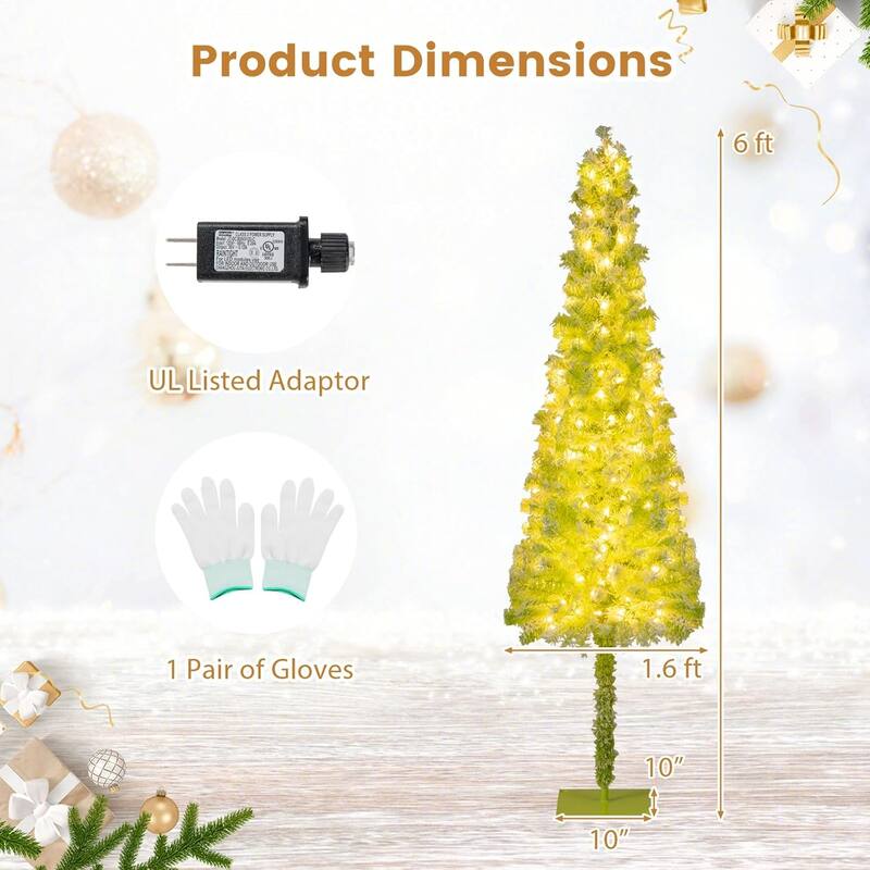 5/6/7 FT Pre-lit Whimsical Christmas Tree Flocked Bendable Tree - 6 Foot