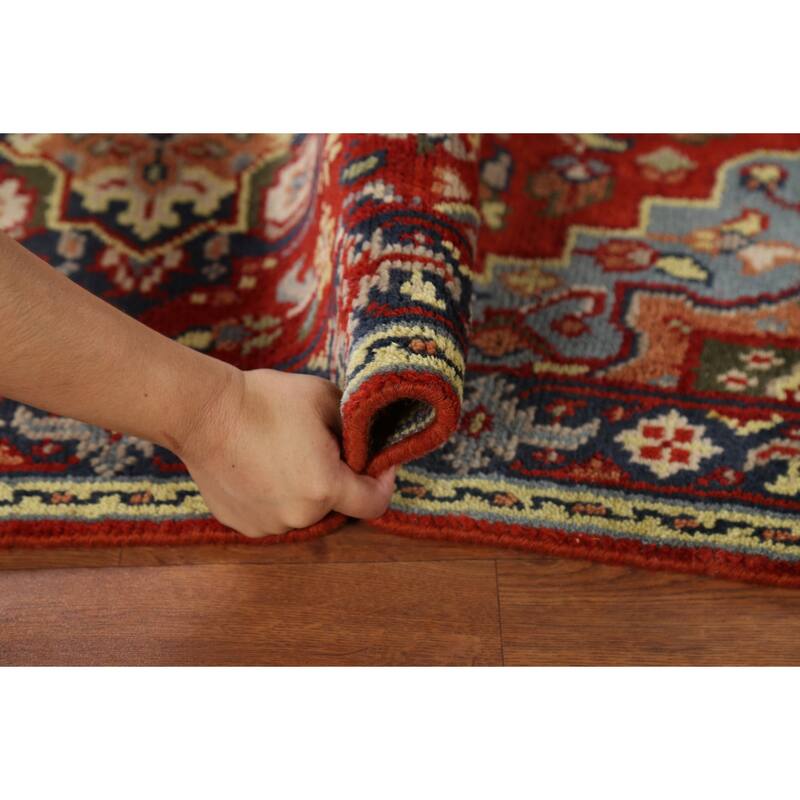 Geometric Heriz Serapi Indian Rug Hand-Knotted Wool Carpet - 2'10"x 5'1"