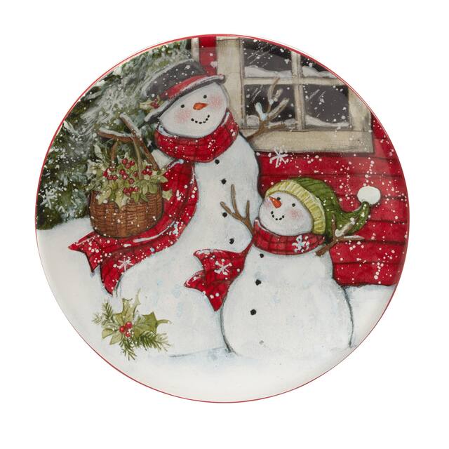 Certified International Snowman's Farmhouse 6" Canape/Luncheon/Snack Plates, Set of 4