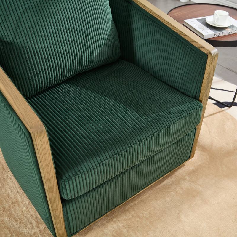 Accent Chair Sofa Chair with High-Density Foam and Curved Back, Degree Swivel Barrel Club Chair Lounge Chair