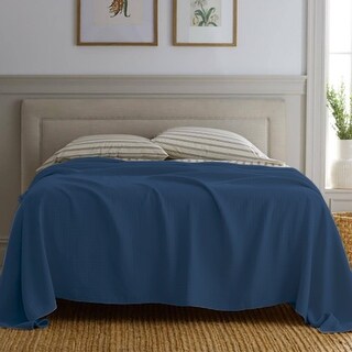 King Knitted Cotton King Blanket Sapphire - Bed Bath &amp; Beyond - 40879827