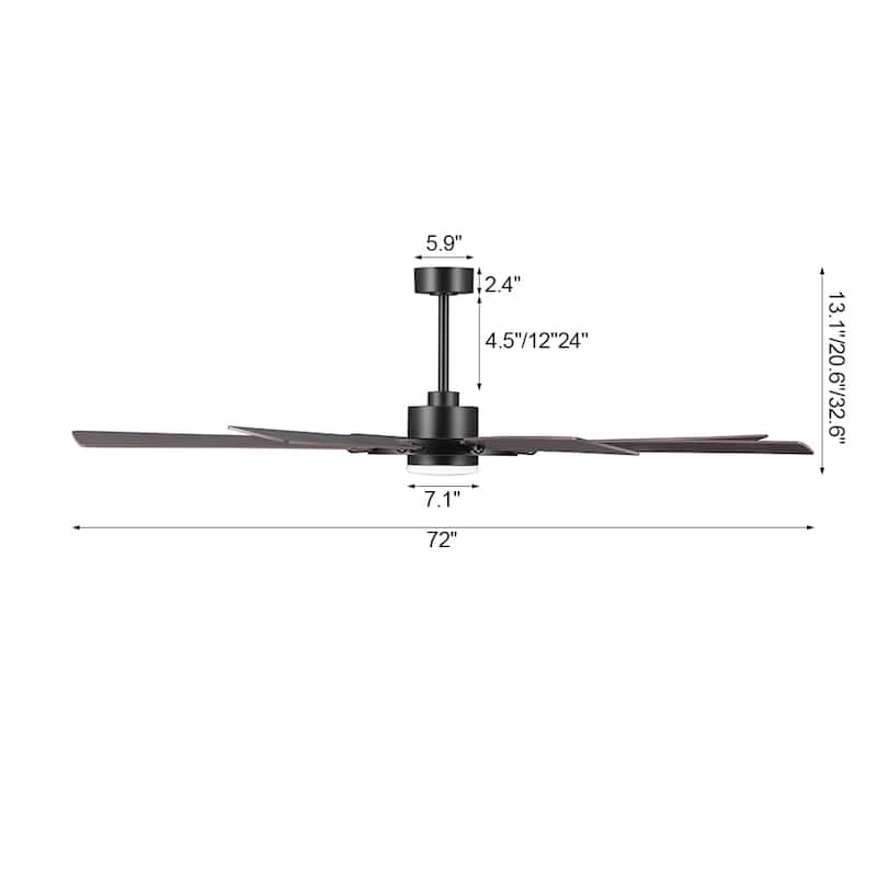 WINGBO 60-inch/72-inch 8-Blades Indoor DC Motor Ceiling Fan With LED Light and Remote Control