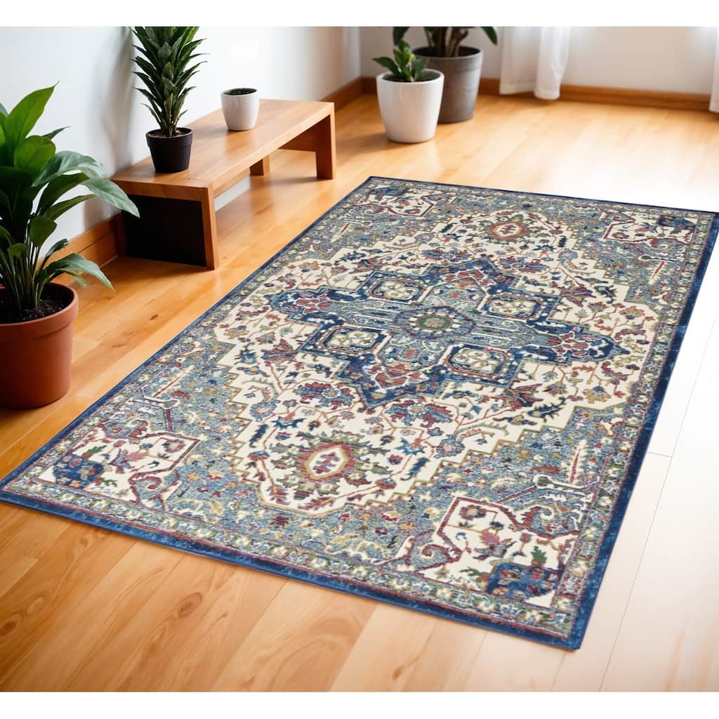 Power Loomed Distressed Floral Non Skid Area Rug - 72' X '48' X '0.5