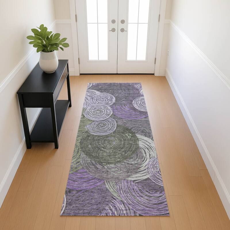 Machine Washable Indoor/ Outdoor Modern Twister Chantille Rug