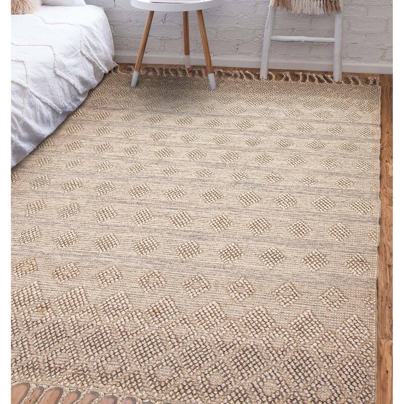 ECARPETGALLERY Braid weave Sienna Cream Wool Rug - 5'3 x 7'7
