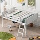 preview thumbnail 1 of 9, Full Size Low Loft Bed with Convertible Ladder, Wooden Sturdy Kids Bed Frame with Safety Guardrails for Bedroom, White White