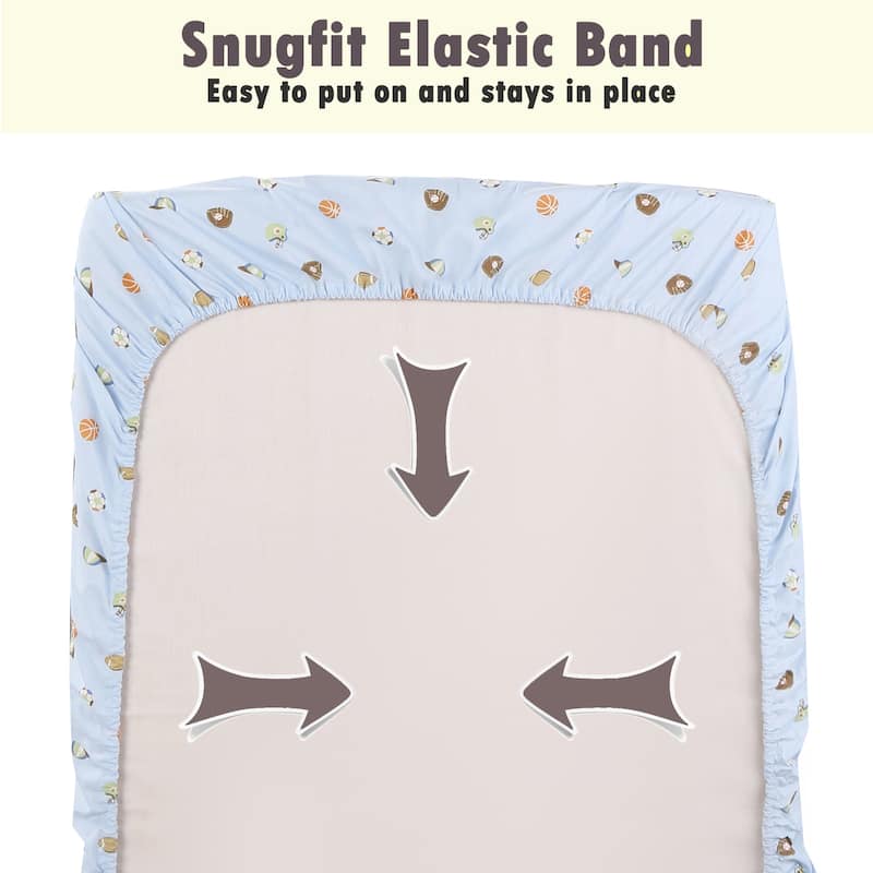 Unisex Multi-color Cotton Toddler/Baby Crib Child Fitted Sheet Set (Pack of 3) - N/A