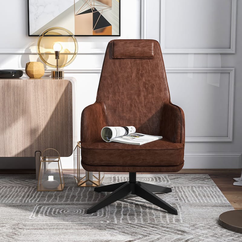 Kava Transitional Brown Faux Leather Accent Chair by Furniture of America