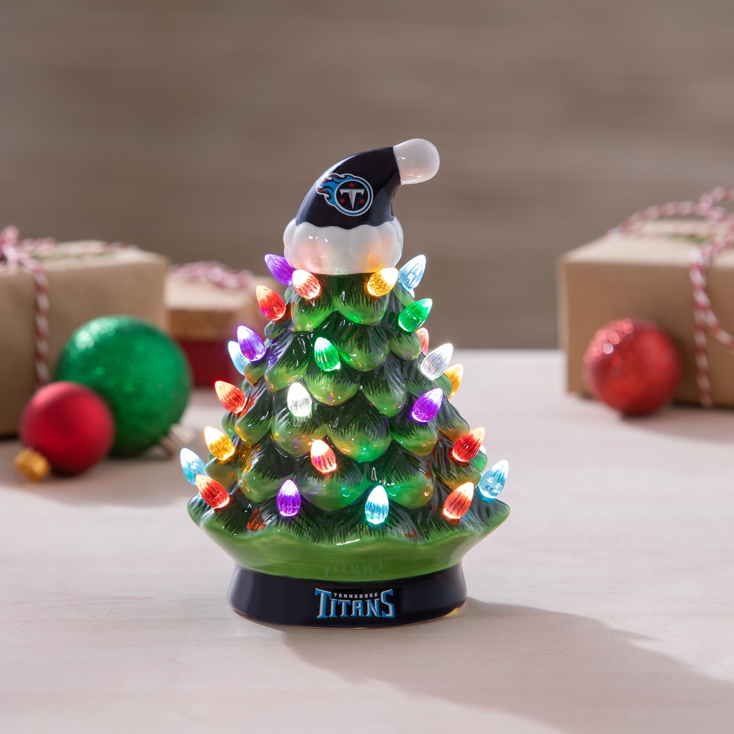 8" LED Ceramic Tabletop Christmas Tree, Tennessee Titans