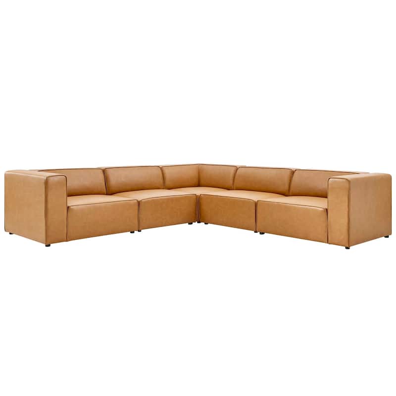 Mingle Vegan Leather 5-Piece Sectional Sofa - Tan