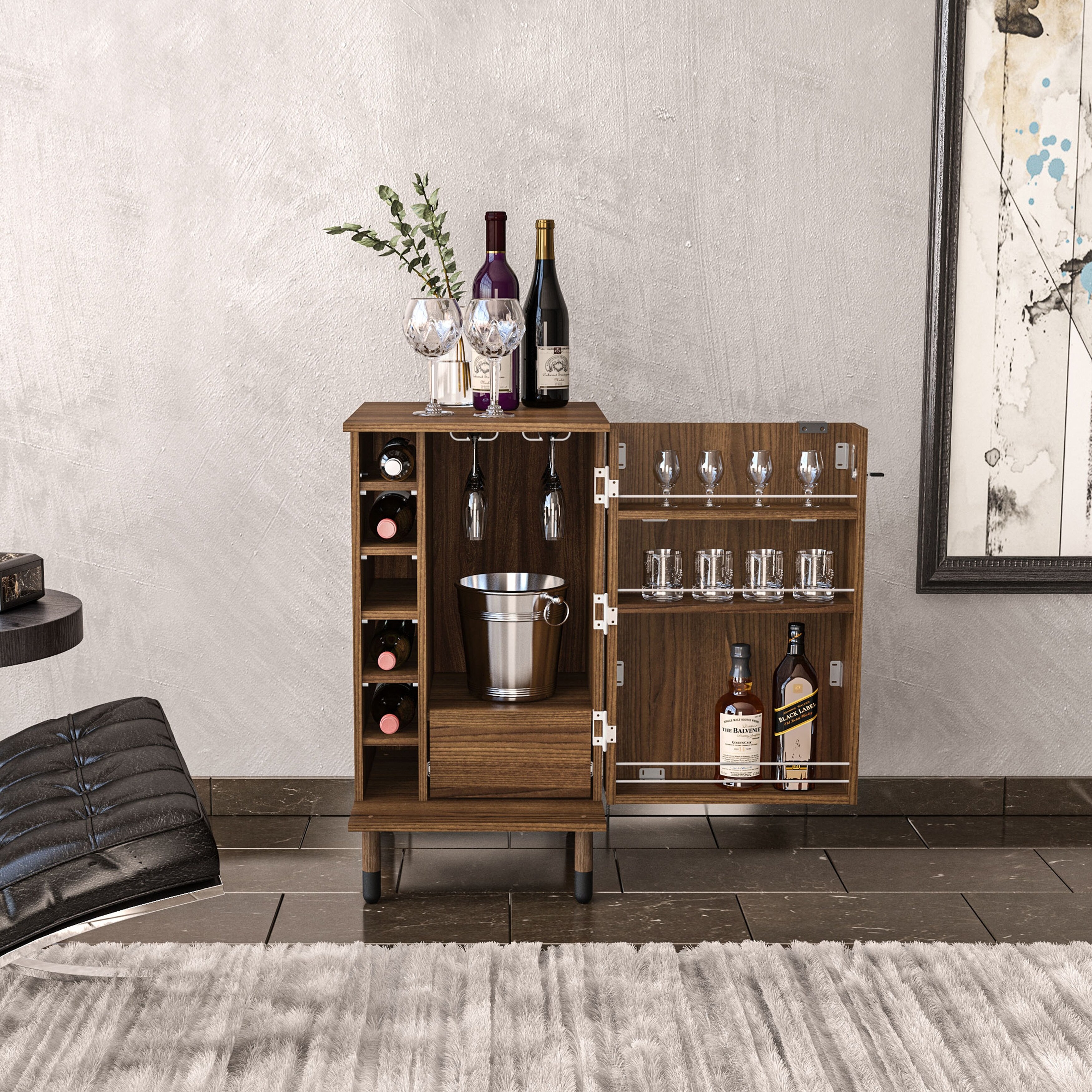 Boahaus Wrexham Expandable Bar 01 Door Wine Racks 01 Drawer