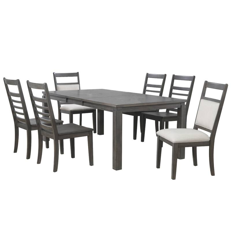 Extendable Dining Set - 8 Person Rectangular Table with 2 Upholstered Chairs