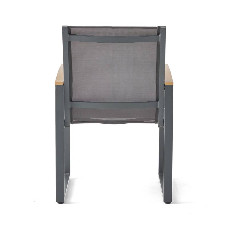 Outdoor 2 Piece Mesh Armrest Dining Chairs with Rust Proof Aluminum Frame for Dining Room Kitchen Bedroom Living Room Terrace