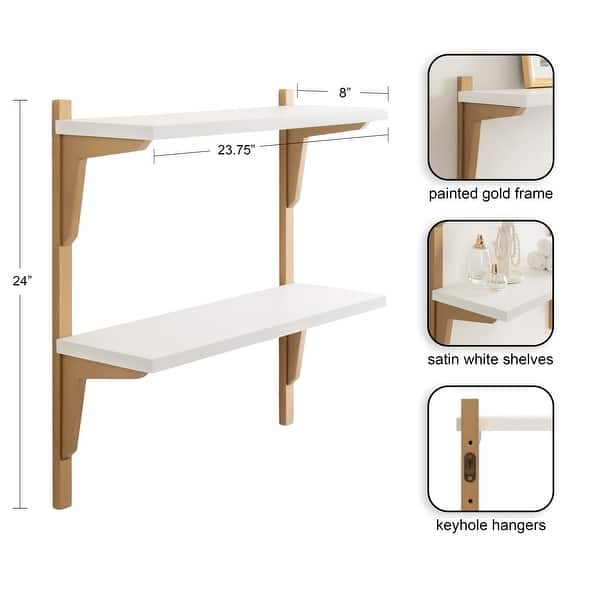 dimension image slide 1 of 9, Kate and Laurel Meridien Mid-Century Wall Shelves