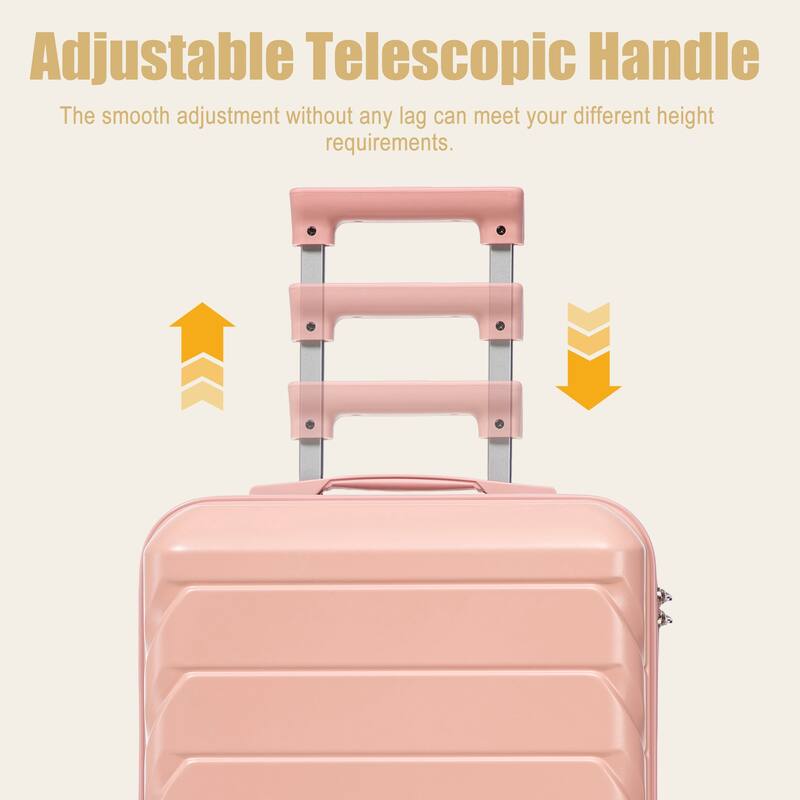 20 Inch ABS Hard Shell Travel Checked Luggage, Scratch Resistant Surface Four Multi-Directional Wheels, With Combination Lock