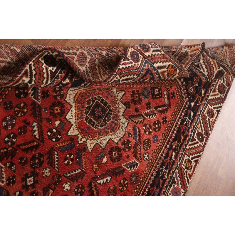 Tribal Shiraz Persian Vintage Area Rug Handmade Wool Carpet - 3'7"x 5'6"
