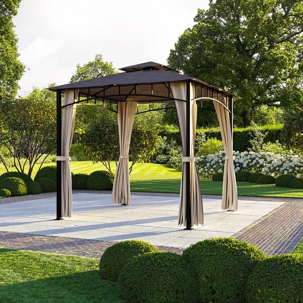 Hanover Orianna 8 Ft. x 8 Ft. Soft Top Outdoor Gazebo Canopy with Curtains and Roof Vent Bed Bath Beyond 34723495