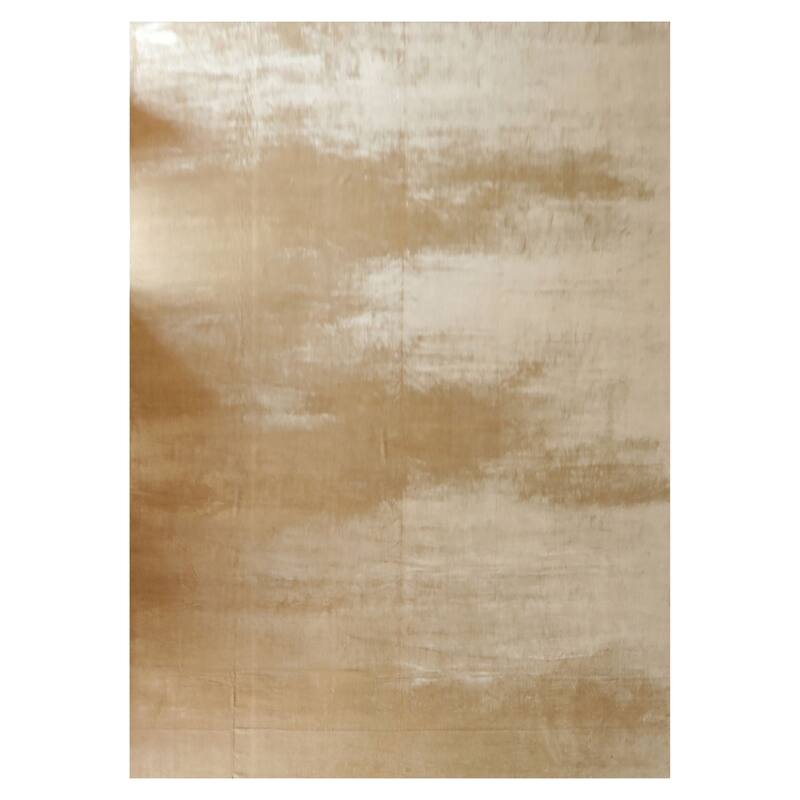 Multi Size Hand Knotted Beige Tibetan Silk Contemporary Rug