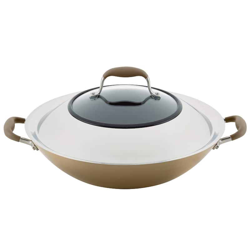Advanced Home Nonstick Open Stock Cookware 14-Inch Covered Wok, Onyx