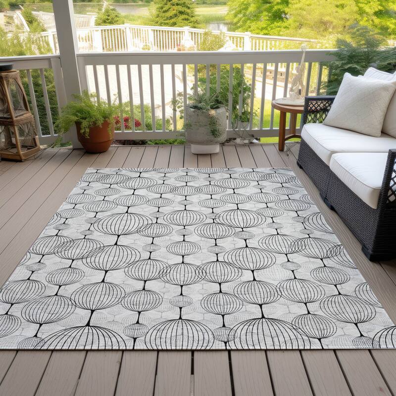 Machine Washable Indoor/ Outdoor Chantille Modern Decor Rug - White - 10' x 14'