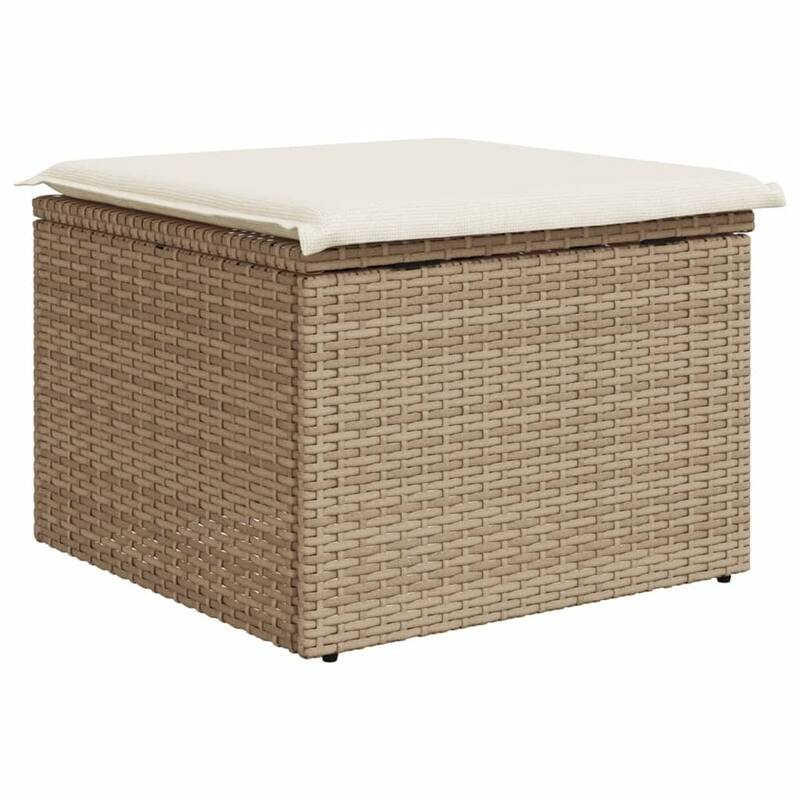 vidaXL Patio Stool with Cushion Ottoman Outdoor Seating Cube Seat Poly Rattan - 21.7 x 21.7 x 14.6