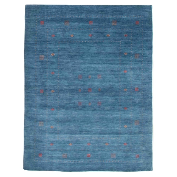 slide 1 of 9, ECARPETGALLERY Hand Loomed Gabbeh Luribaft Blue Wool Rug - 5'10 x 7'6 Blue - 5'10 x 7'6
