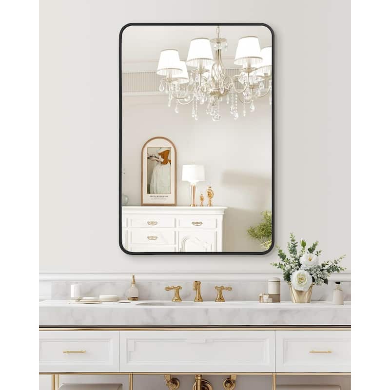 Matte Black Round Mirror - Black_24"*36" Rectangular
