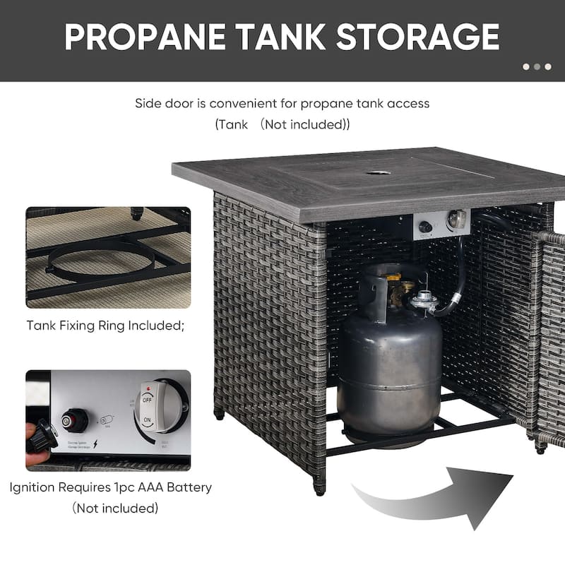 Fire Pit Table with Sofa and 4 Swivel Chairs Grey-Grey - Grey