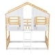 preview thumbnail 10 of 11, Natural+White Twin over Twin Size Wood House Bunk Bed with Roof , Window, Window Box, Door, Safety Guardrails and Ladder