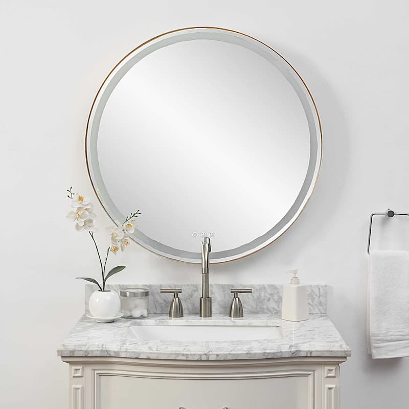 LED Lighted Round Vanity Wall Mirror - 32"