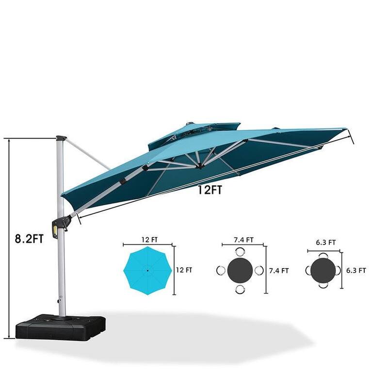 PURPLE LEAF Double Top Round Patio Large Cantilever 360 Degree Rotation 10/11/12/13ft Outdoor Classic Umbrella