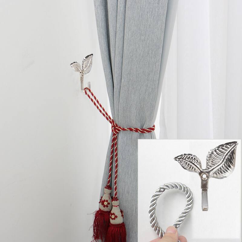Curtain Tieback Hook Curtain Drapery Holdback Holder Set of 8 - Silver Tone - 3" x 2.76" x 0.87"(L*W*H)