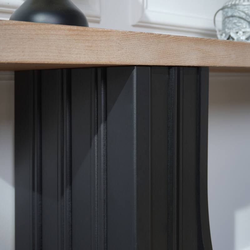 Modern Minimalist Console Table with Black Arch Base and Natural Wood Top, Console Table,Wood Table